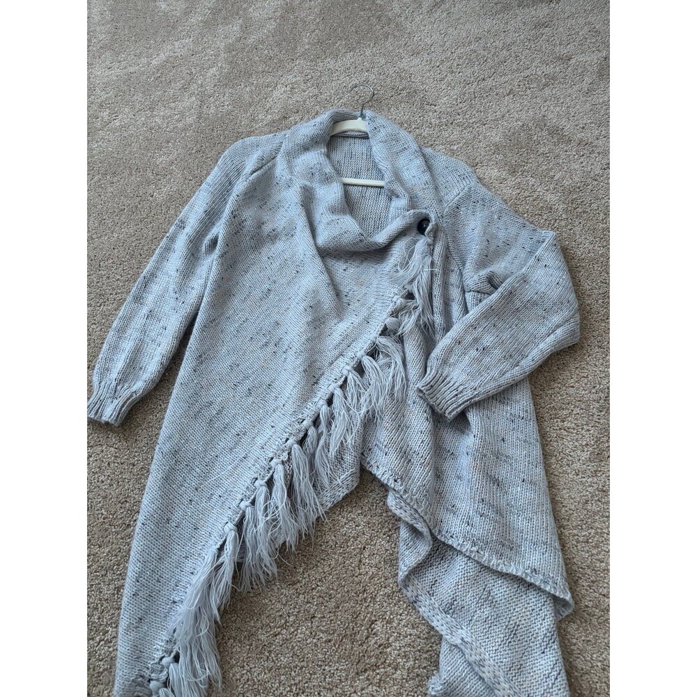 Grey Wrapped Long Sleeve Cardigan w/ Tassels - Size Small